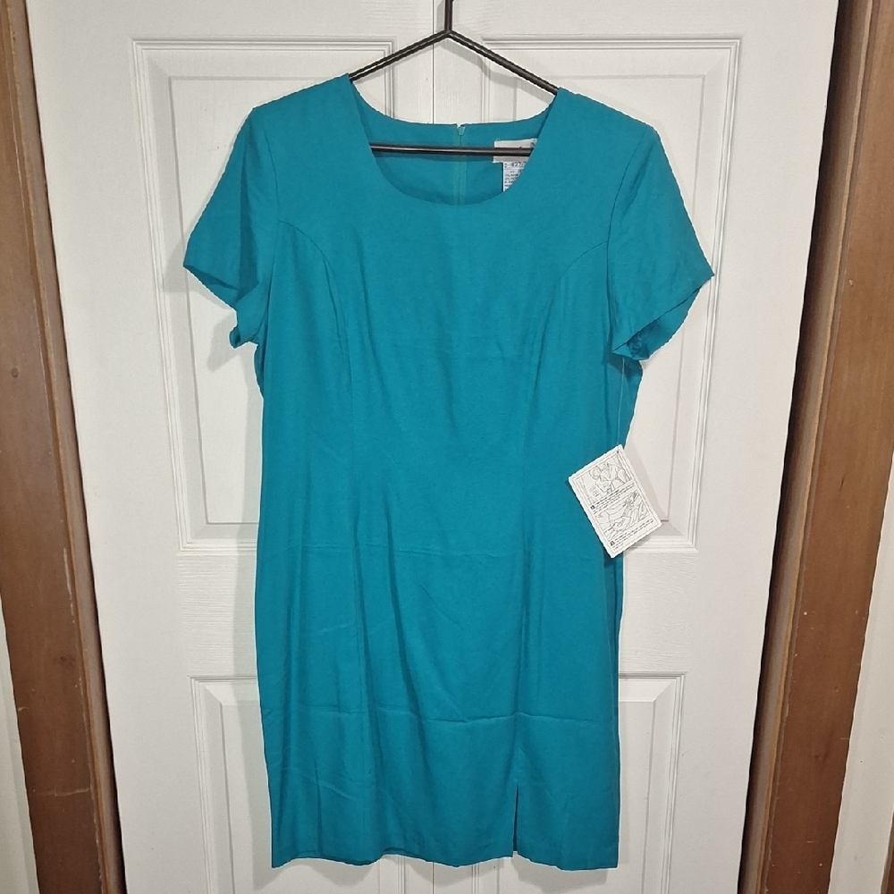 Vintage Jennifer James Fitted Mini Dress - 16 - Turquoise